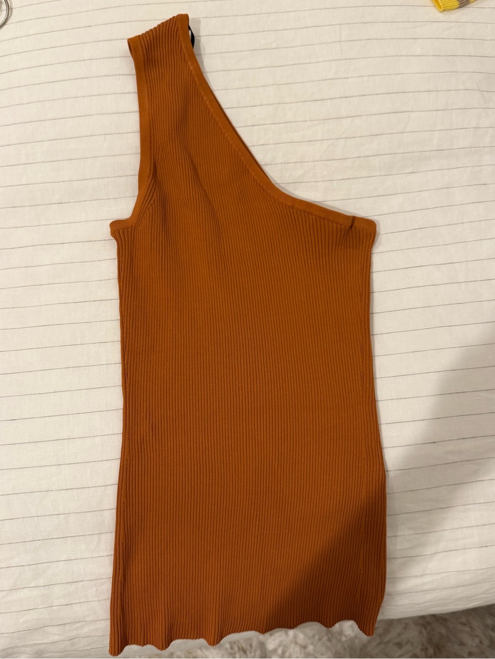 Zimmermann One-Shoulder Ribbed Knit Dress in Rust Orange